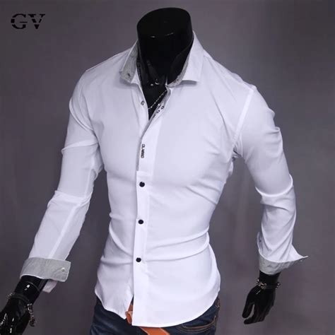 Verano 2016 Moda Delgado Stretch Para Hombre Camisa De Manga Larga Camisa De Vestir El Envío