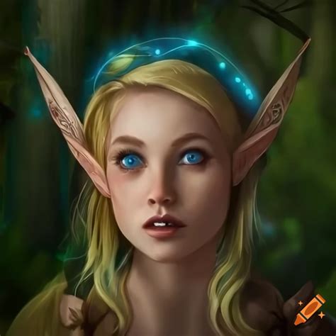 Portrait Of A Female Elf With Blue Eyes And Blond Hair On Craiyon