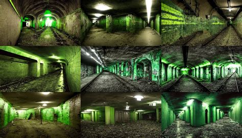 Dark Subway Tunnel Creepy Abandoned Radioactive Stable Diffusion