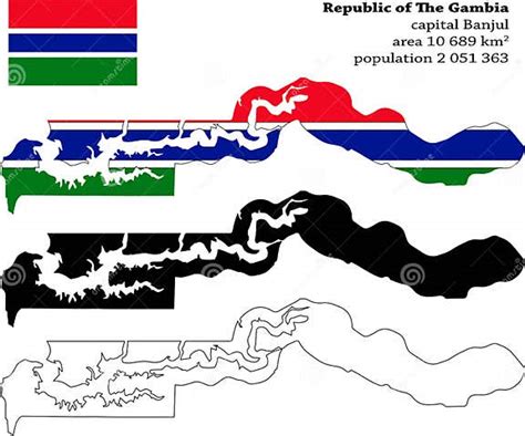 Gambia Vector Map Flag Borders Mask Capital Area And Population