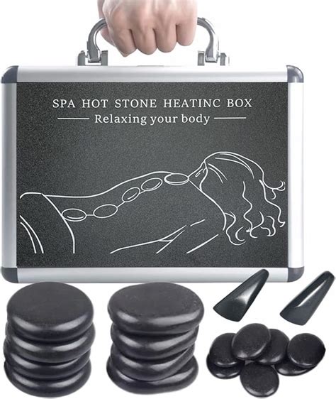 Imeshbean 18pcs Hot Stones Massage Warmer Set Portable Hot Sones Massage Set With