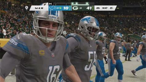 Detroit Lions Green Bay Packers Madden Nfl 23 2nd Half Youtube