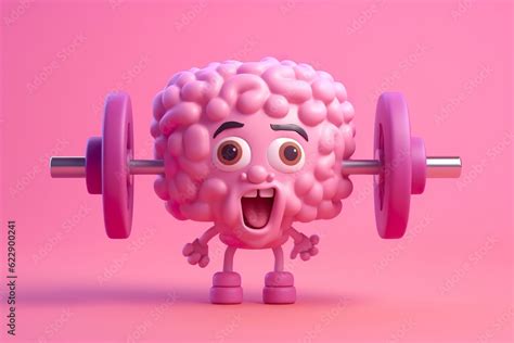 Human Brain Lifting Weights D Brain Lifting A Heavy Dumbbell Mind