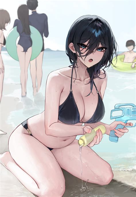 Bara 03 Bara Yokoyama Ishimi Original Absurdres Highres 1girl Beach Belly Bikini