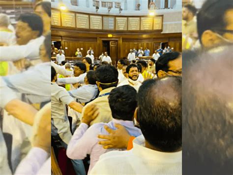 Watch Bjp Tmc Leaders Clash In Wb Assembly 5 Bjp Mlas Suspended