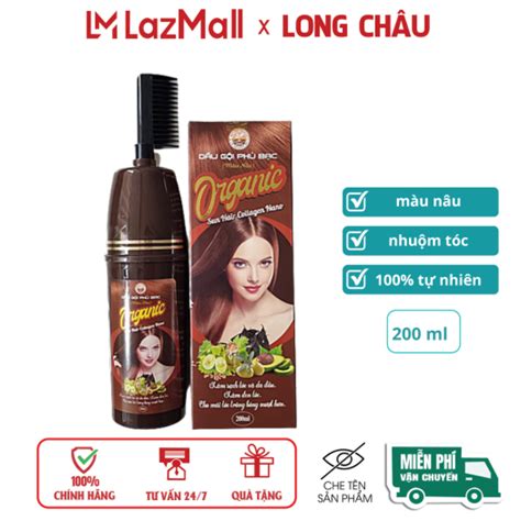 Dầu Gội Phủ Bạc Màu Nâu Sun Hair Collagen Nano Organic 200ml Thuốc Nhuộm