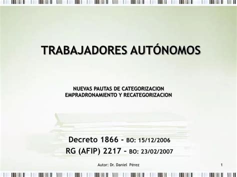 Ppt Trabajadores Aut Nomos Nuevas Pautas De Categorizacion