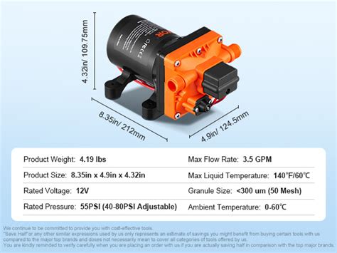 Vevor Water Diaphragm Pump V Dc Gpm Flow Psi Rated Pressure