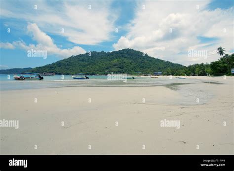 Boats In Coral Bay Beach In Pulau Perhentian Kecil Island Malaysia