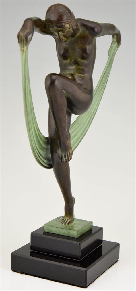 Art Deco Style Sculpture Folie Nude Scarf Dancer Deconamic