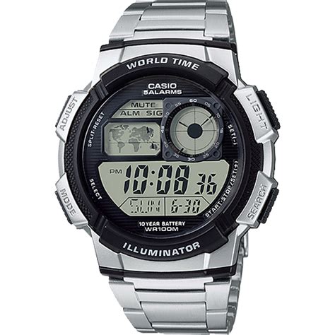 Ae1000wd 1av Illuminator Silver Black Digital Watch Casio