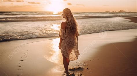 Fille Solitaire Marchant Sur La Plage