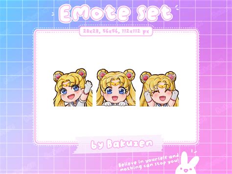 Animated Sailor Moon Emotes For Twitch Discord Usagi Cute Anime Girl