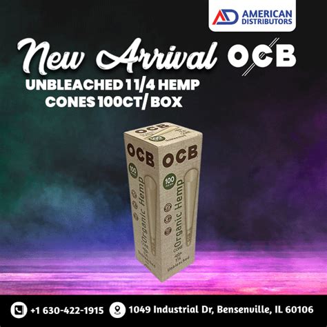 Ocb Unbleached 1 14 Hemp Cones 100ct Box American Distributors Llc