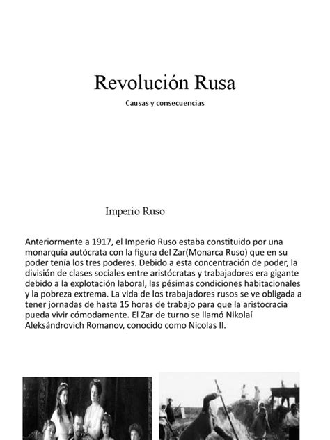 La Revolución Rusa De 1917 Causas Desarrollo Y Consecuencias De La