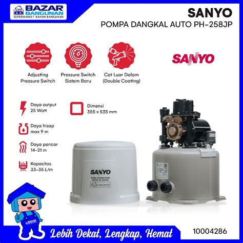 Jual Sanyo Pompa Air Jet Pump Ph 258 Jp PH258JP 258JP Sumur Dangkal