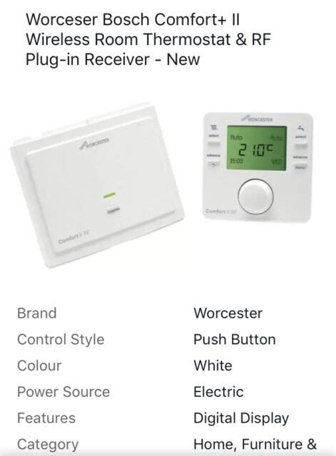 Worcester Greenstar Comfort Ii Programmable Room Thermostat And Rf Receiver White 7733600002