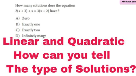 Quadratic Vs Linear Distinct Solutions Sat Math Prep Youtube