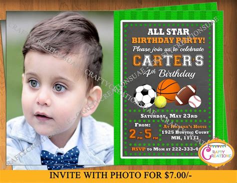 All Sports Birthday Invitation Sports Birthday Invitation All Star