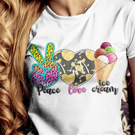 Ice Cream Png Summer Sublimation Design Peace Love Ice Etsy