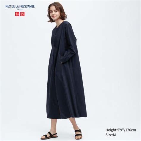 女裝 Ines De La Fressange 棉質斜紋襯衫式洋裝長袖 Uniqlo 比價 Uq 搜尋