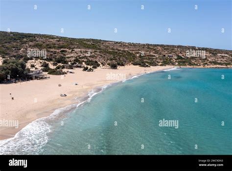 Gavdos Island Crete Greece Aerial Drone View Of Sandy Beach Wild Landscape Vast Clear