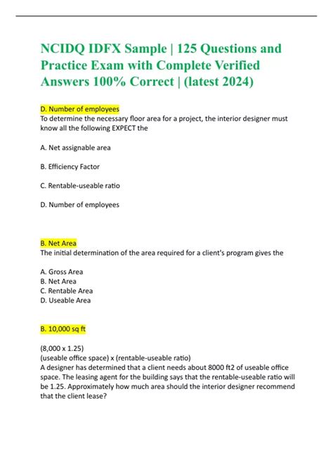 Ncidq Idfx Sample Questions And Practice Exam With Complete