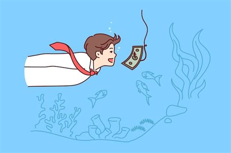 Premium Vector Money Trap In Front Of Business Man Swimming