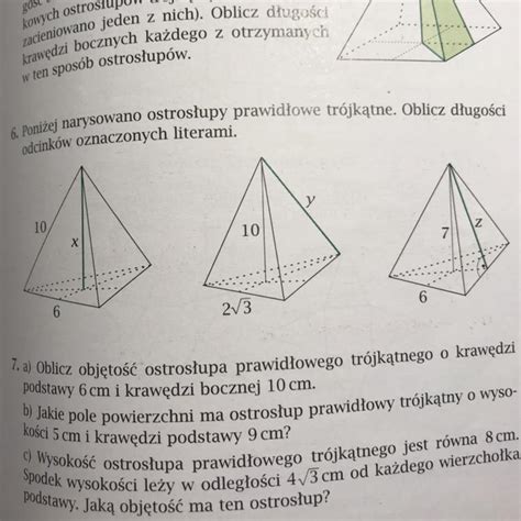 Poniżej Narysowano Ostrosłupy Prawidłowe Trójkątneoblicz Długości