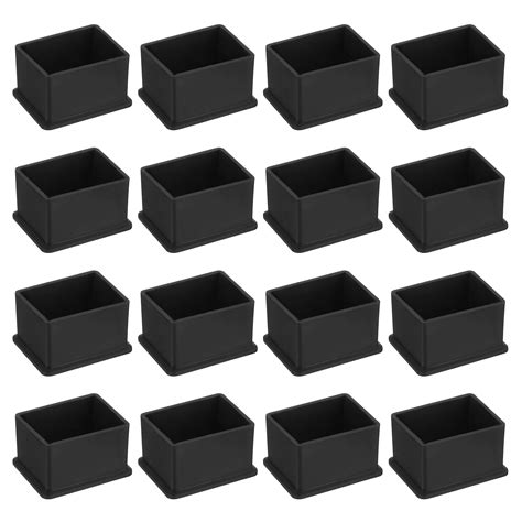 Uxcell 16Pack PVC Square Chair Leg Caps 40mm X 30mm OD Black Furniture