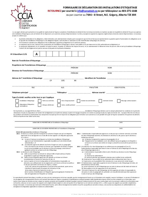 Fillable Online FORMULAIRE DE DCLARATION DES INSTALLATIONS DETIQUETAGE