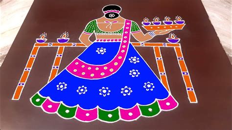 Woman Rangoli X Dots Karthigai Deepam Special Muggulu Pongal