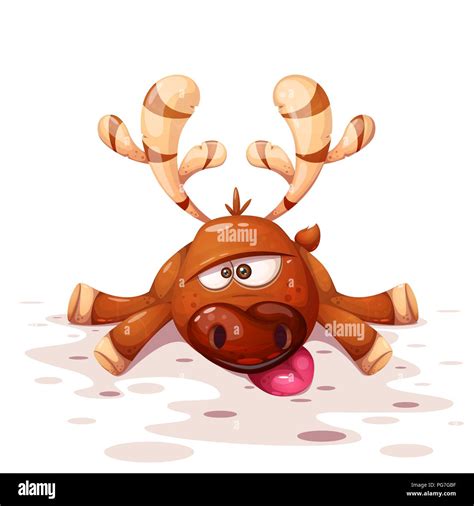 Cute, funny, crazy cartoon deer illustration Stock Vector Image & Art ...