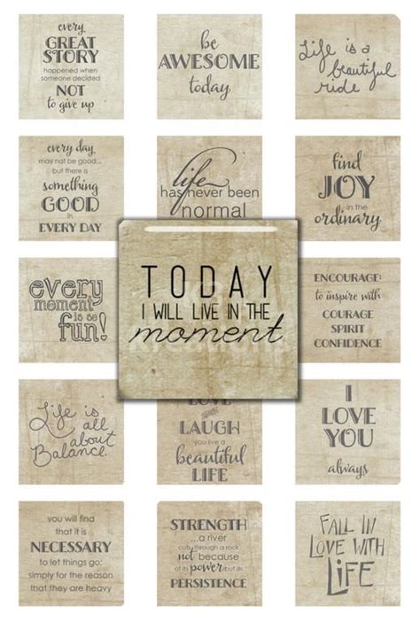 Inspirational Sayings 1x1 Inch Digital Collage Sheet Printable Instant