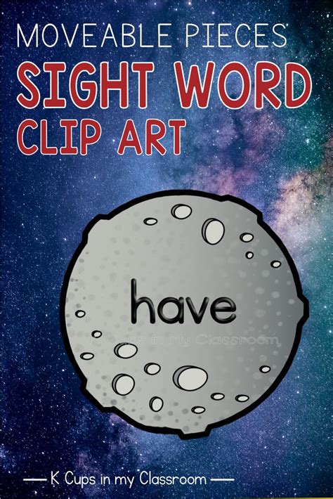 MOON Space Clipart Sight Word Clipart Tiles PK 3 Sight Words Sight