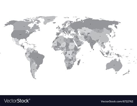 World Map With Country Labels Royalty Free Vector Image