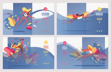 Aqua Aerobics Isometric Horizontal Banners Vector Image