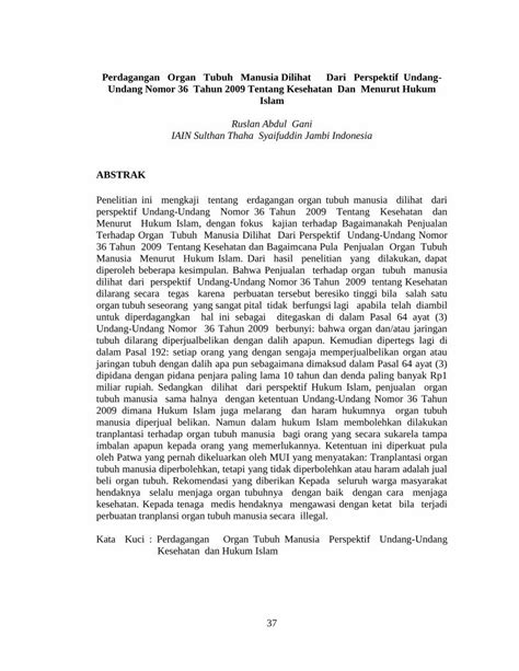 Pdf Perdagangan Organ Tubuh Manusia Dilihat Dari Perspektif Dokumen