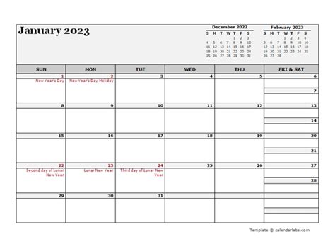 2023 Hong Kong Calendar For Vacation Tracking - Free Printable Templates