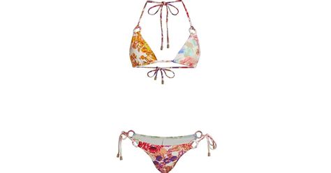 Zimmermann Raie Floral O Ring String Bikini Set In White Lyst