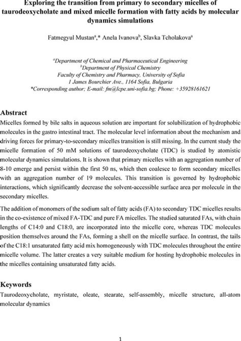 Exploring The Transition From Primary To Secondary Micelles Of