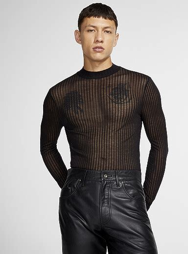 Sheer Ribbed T Shirt Le 31 Shop Mens Long Sleeve T Shirts Online