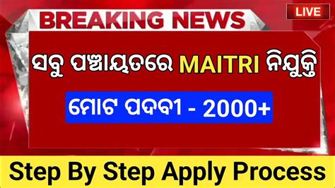 Odisha Panchayat Maitri Recruitment 2024 Odisha Govt Jobs 2024 10th