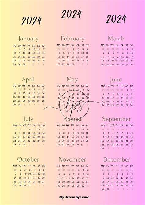 2024 Wall Calendar 1 2 Month Single Sheet Calendar Monthly Calendar Printable Calendar Month