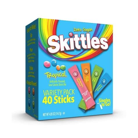 Skittles Singles To Go Tropical Flavors Variety Pack, Powdered Drink Mix, Includes 4 Flavors ...