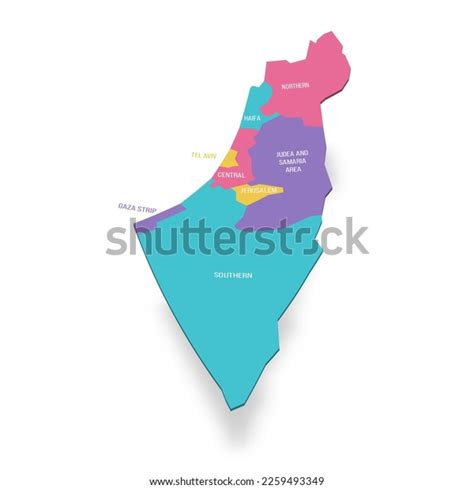 Israel Political Map Administrative Divisions Districts Stock Vector ...