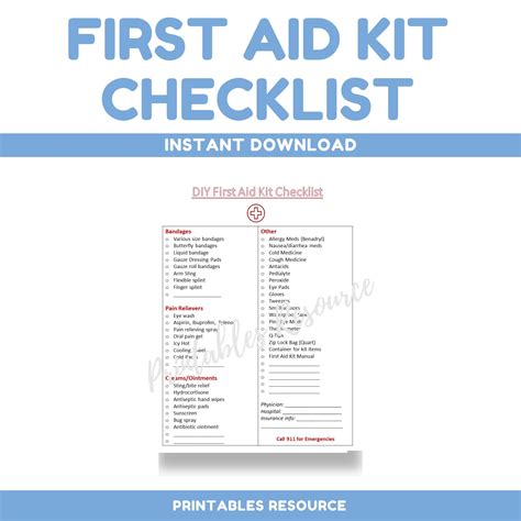 Printable First Aid Kit Checklist First Aid Chart Pdf Images