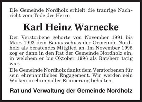 Karl Heinz Warnecke Gedenken Cuxhavener Nachrichten