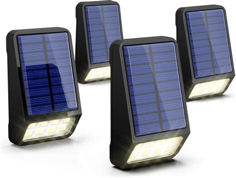 4 X LED Solar Buitenlamp Met Schemering Sensor Tuinverlichting Op