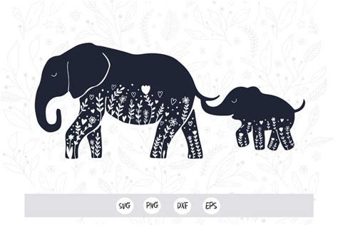 Elephant Baby And Mom Svg File Cut File Elephant Baby